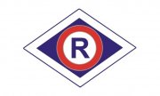 literka R na białym tle  - symbol ruchu drogowego