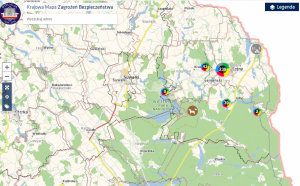 widok na ilość zaznaczeń na terenie powiatu sejneńskiego - krajowa mapa zagrożeń bezpieczeństwa