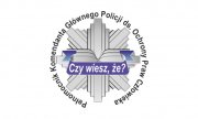 policyjna gwiazda wokół której widnieje napis Pełnomocnik Komendanta Głównego ds Ochrony Praw Człowieka, w środkowej części gwiazdy nazwa akcji Czy wiesz, że?