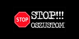 napis stop oszustom na czarnym tle